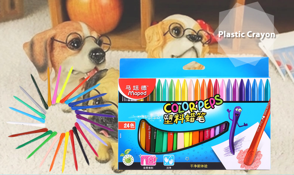 Maped Universal Bright Colorful Bar Plastic Crayon with 24 Colors Maped Universal Bright Colorful Bar Plastic Crayon with 24 Colors