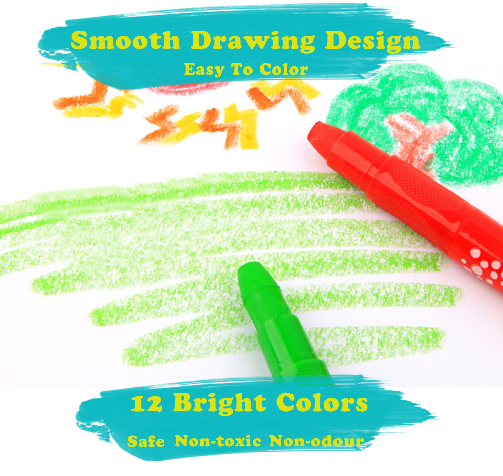 Maped Universal Bright Colorful Bar Water Solubility Crayon with 12 Colors Maped Universal Bright Colorful Bar Water Solubility Crayon with 12 Colors