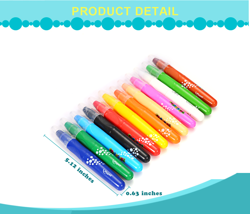 Maped Universal Bright Colorful Bar Water Solubility Crayon with 12 Colors Maped Universal Bright Colorful Bar Water Solubility Crayon with 12 Colors