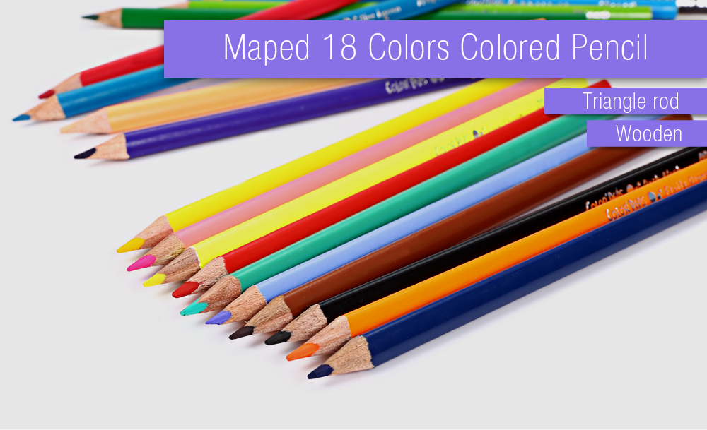 Maped 18 Colors Triangle Rod Wooden Colored Pencil for Kids Maped 18 Colors Triangle Rod Wooden Colored Pencil for Kids