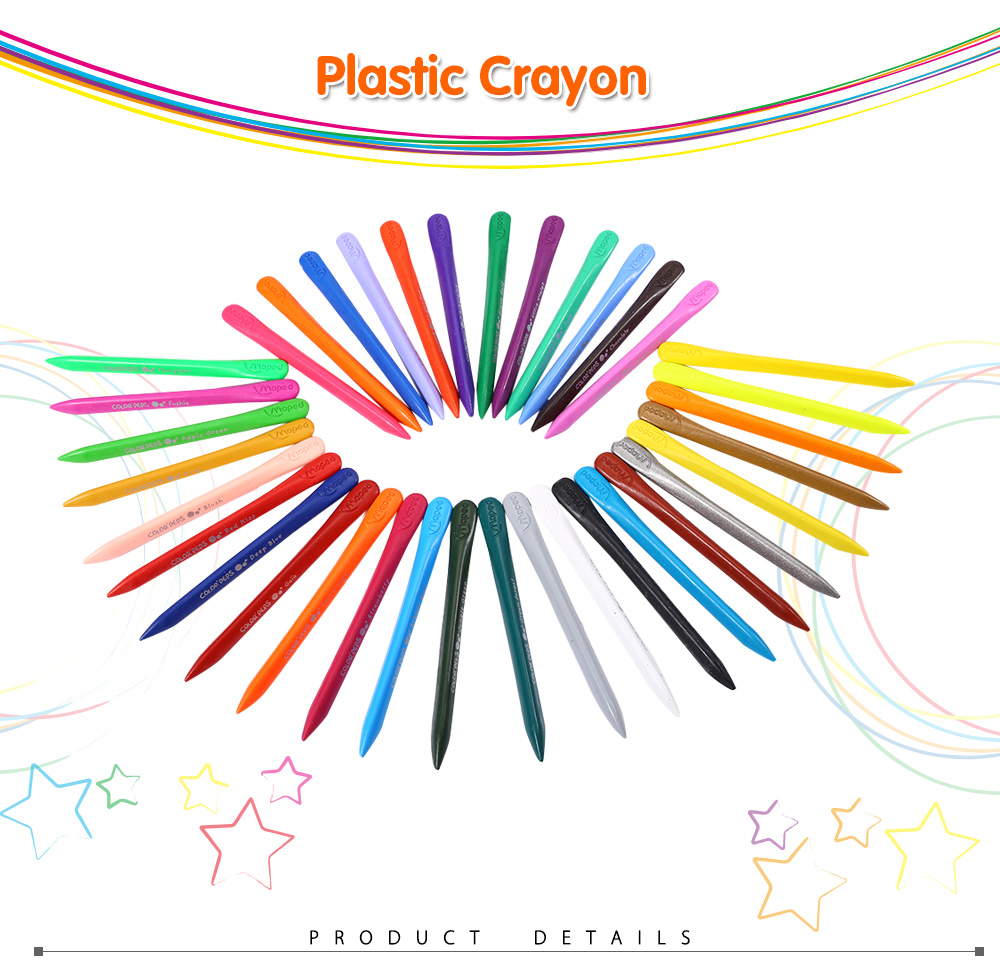 Maped Universal 36 Colors Bright Colorful Bar Plastic Crayon with Box Maped Universal 36 Colors Bright Colorful Bar Plastic Crayon with Box