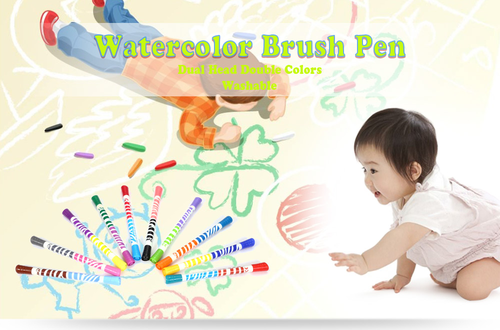 Maped 10pcs Colorful Dual Head Double Colors Watercolor Brush Pen Maped 10pcs Colorful Dual Head Double Colors Watercolor Brush Pen