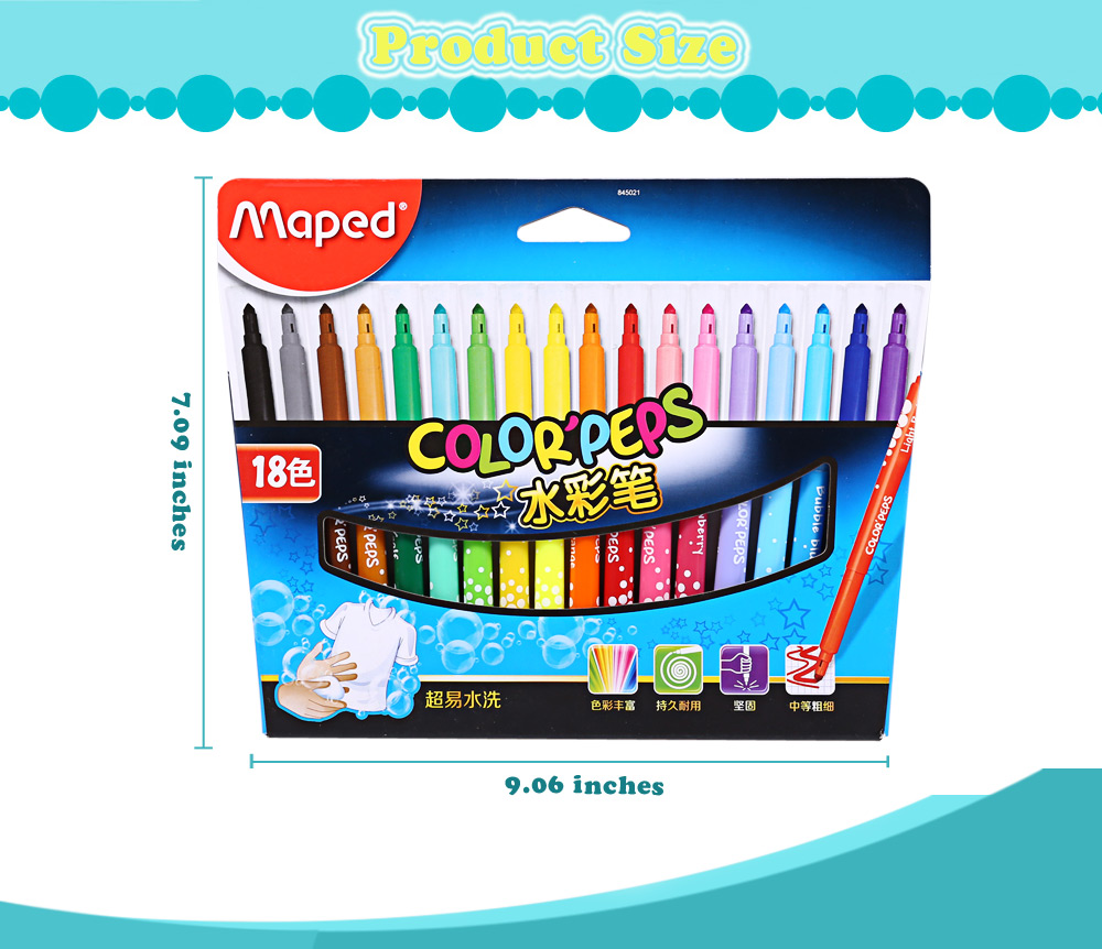 Maped Universal Bright Colorful Watercolor Brush Pen Water Based Marker with 18 Colors Maped Universal Bright Colorful Watercolor Brush Pen Water Based Marker with 18 Colors