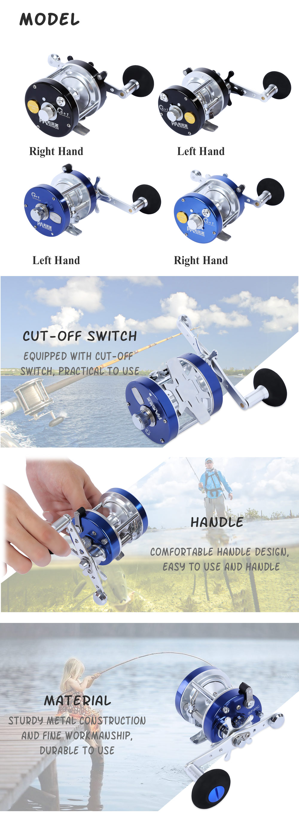 PALAEMON BF40 5.3:1 Fishing High Speed 6 + 1BB Drum Baitcasting Reel PALAEMON BF40 5.3:1 Fishing High Speed 6 + 1BB Drum Baitcasting Reel