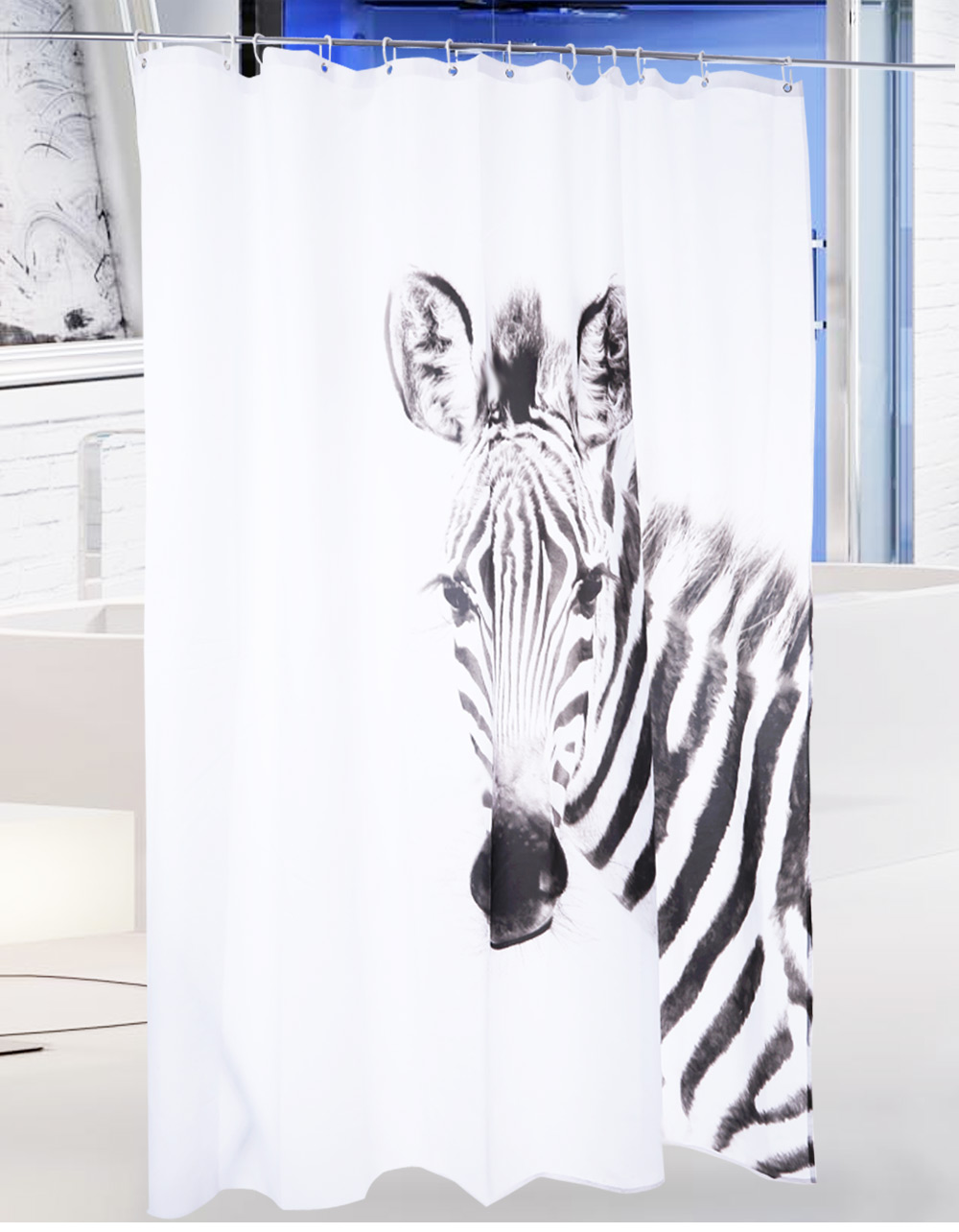 3D Zebra Pattern Water-resistant Bathing Shower Curtain Bathroom Decor