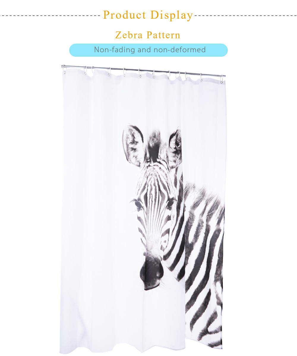 3D Zebra Pattern Water-resistant Bathing Shower Curtain Bathroom Decor 3D Zebra Pattern Water-resistant Bathing Shower Curtain Bathroom Decor