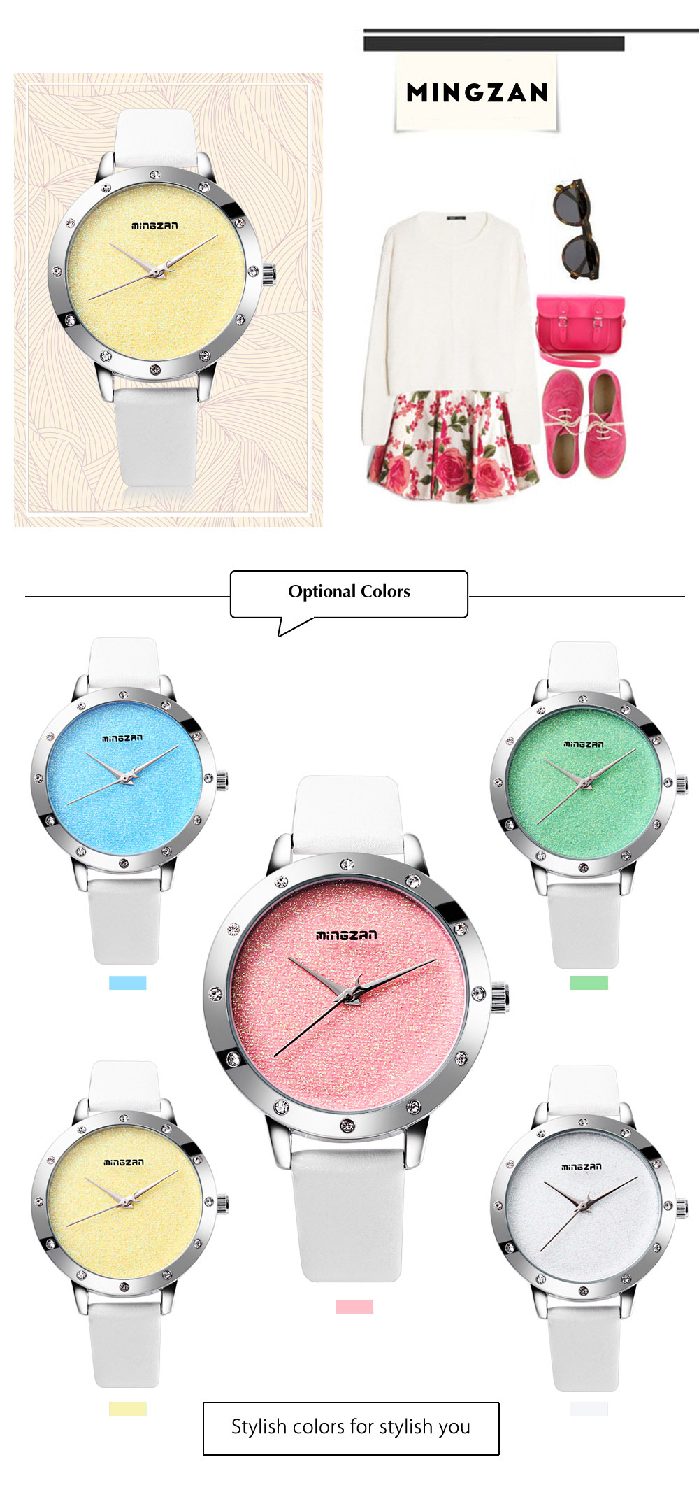 MINGZAN 6118 Women Quartz Watch Simple Shiny Dial Female Wristwatch MINGZAN 6118 Women Quartz Watch Simple Shiny Dial Female Wristwatch