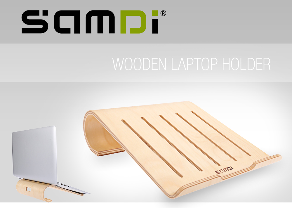 SAMDI Laptop Computer Notebook Wood Stand Holder Support Wooden Radiator for iPad MacBook