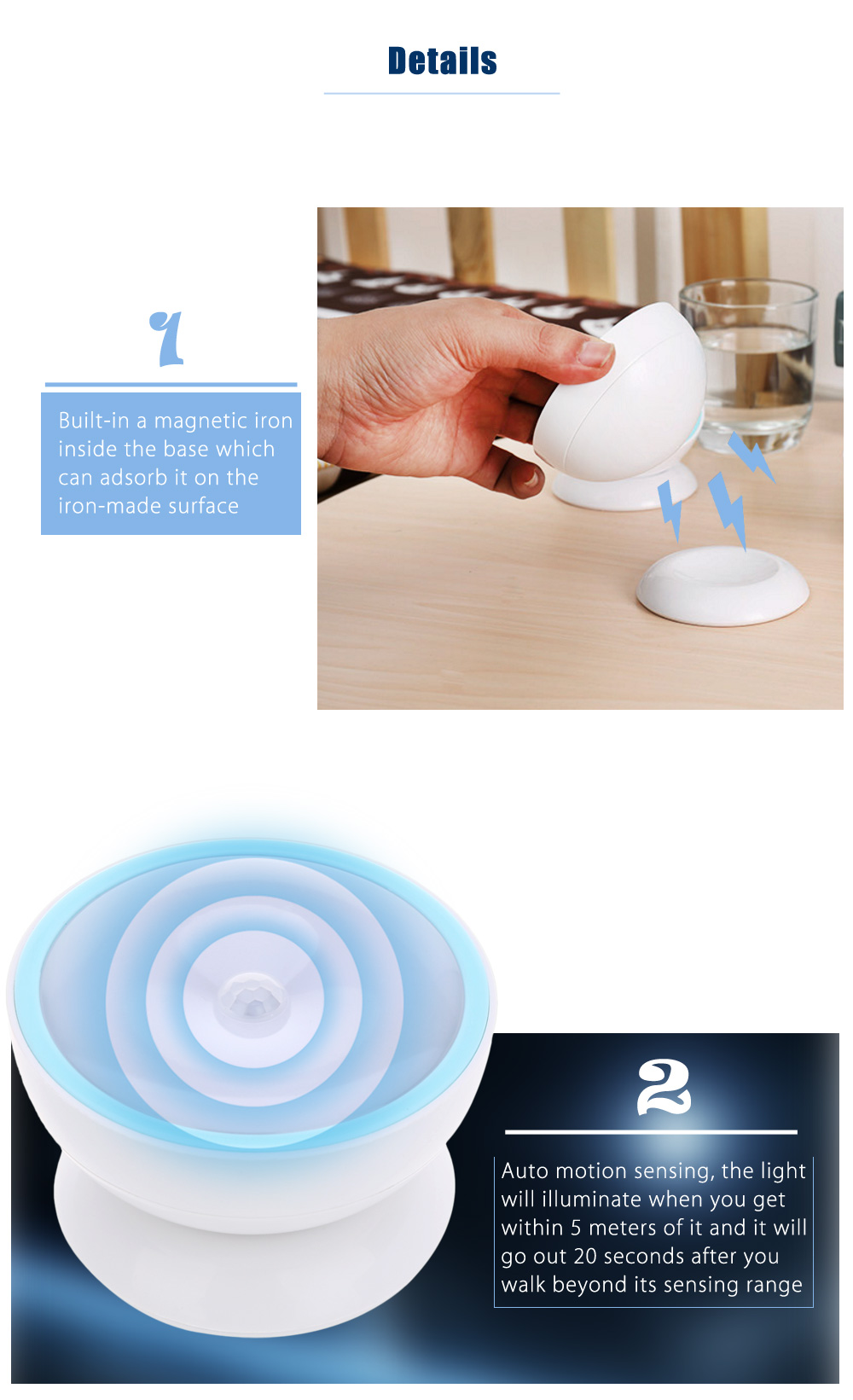 DC 5V 1.5W 45LM Motion Sensor LED Night Light Magnetic 360 Degree Rotation Rechargeable Lamp for Hallway Closet DC 5V 1.5W 45LM Motion Sensor LED Night Light Magnetic 360 Degree Rotation Rechargeable Lamp for Hallway Closet