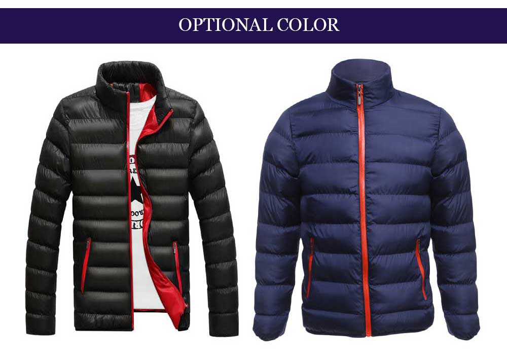 Casual Slim Fit Pure Color Stand Collar Warm Coat for Men