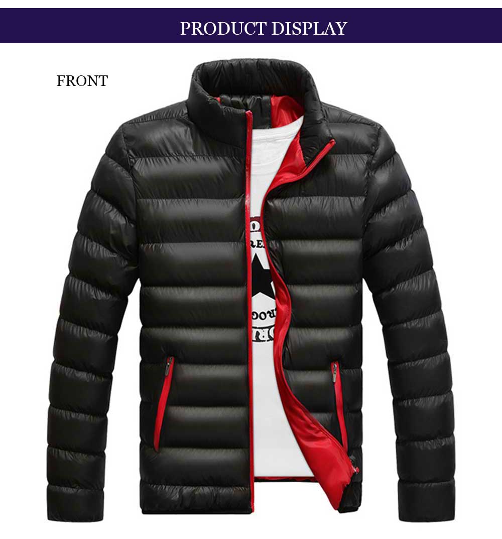 Casual Slim Fit Pure Color Stand Collar Warm Coat for Men