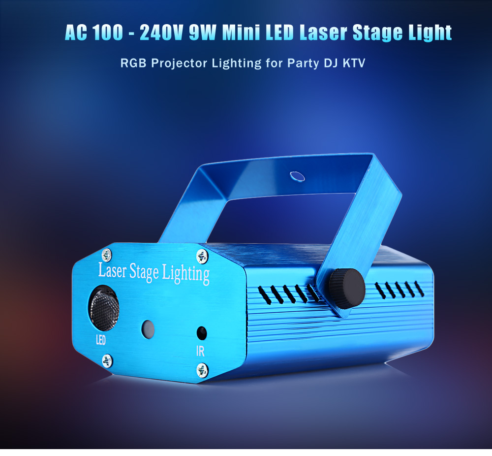 AC 100 - 240V 9W Mini LED Laser Stage Light RGB Projector Lighting for Party DJ KTV