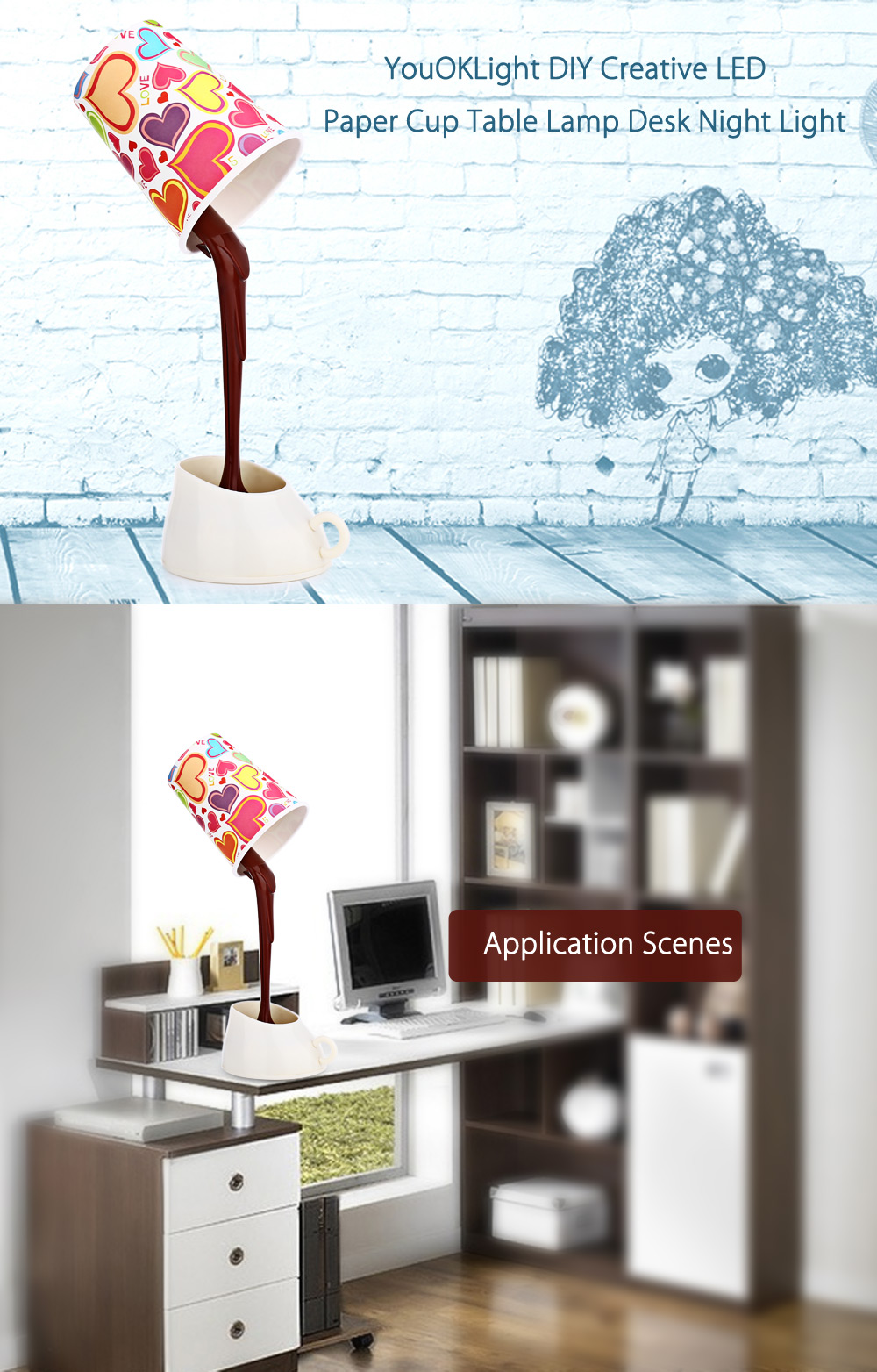 YouOKLight DIY Creative LED Paper Cup Table Lamp Desk Night Light YouOKLight DIY Creative LED Paper Cup Table Lamp Desk Night Light
