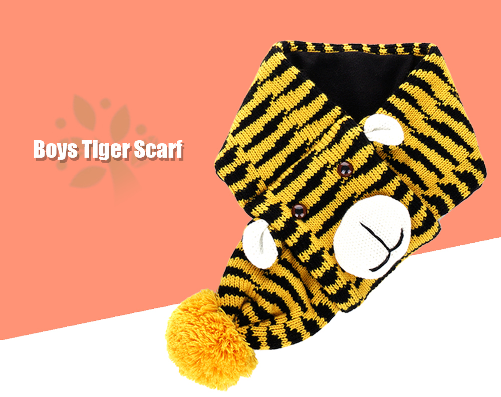 QULEXING Boys Cute Color Block Knitted Tiger Scarf QULEXING Boys Cute Color Block Knitted Tiger Scarf