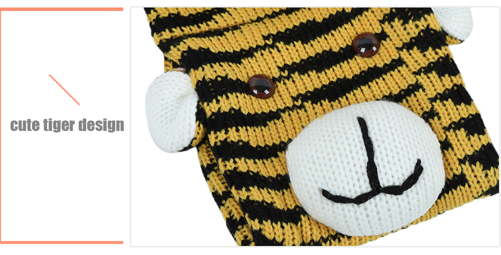 QULEXING Boys Cute Color Block Knitted Tiger Scarf QULEXING Boys Cute Color Block Knitted Tiger Scarf