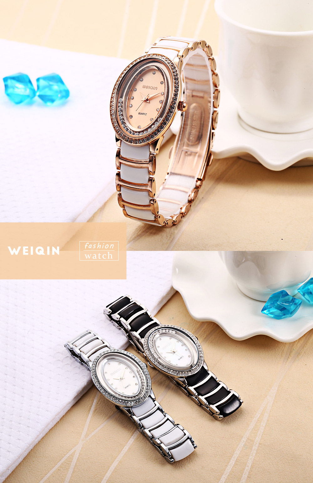 WeiQin W4747 Women Quartz Watch Oval Flowing Artificial Diamond Dial Female Wristwatch WeiQin W4747 Women Quartz Watch Oval Flowing Artificial Diamond Dial Female Wristwatch