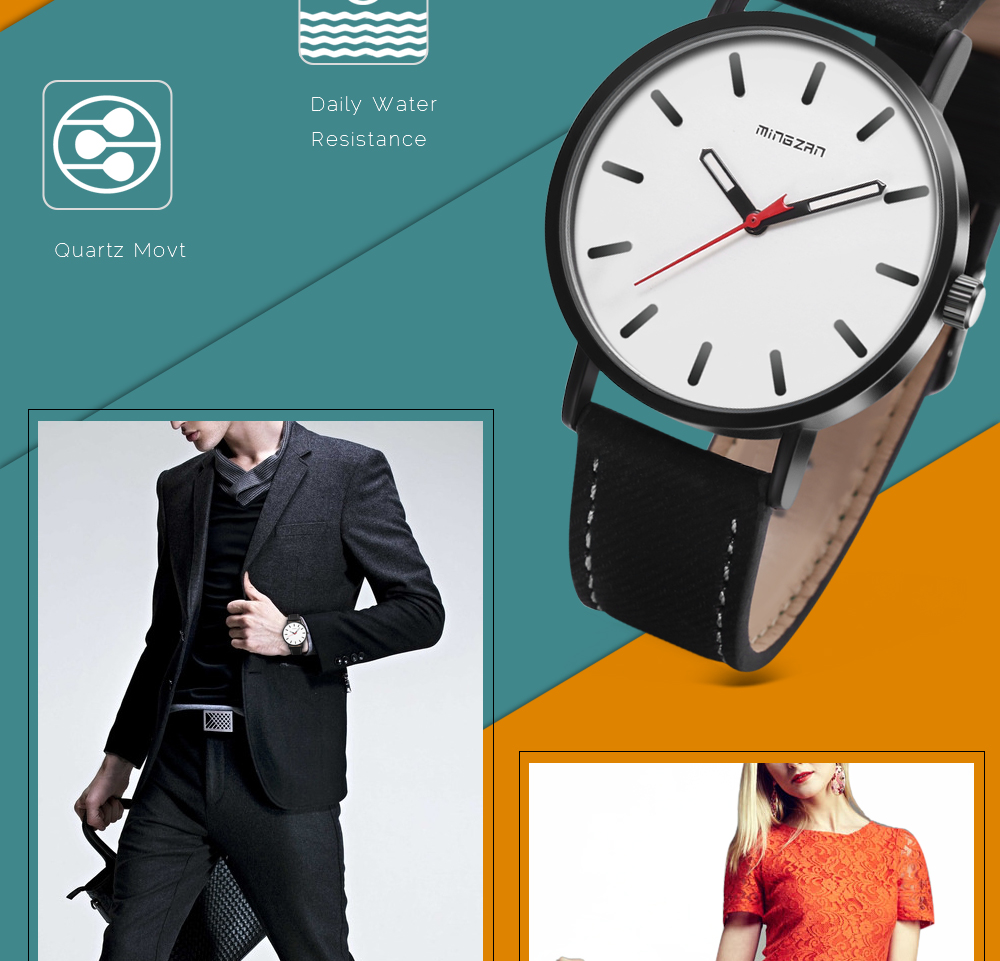 MINGZAN 6306 Unisex Quartz Watch Luminous Pointer Leather Band Daily Water Resistance Wristwatch MINGZAN 6306 Unisex Quartz Watch Luminous Pointer Leather Band Daily Water Resistance Wristwatch