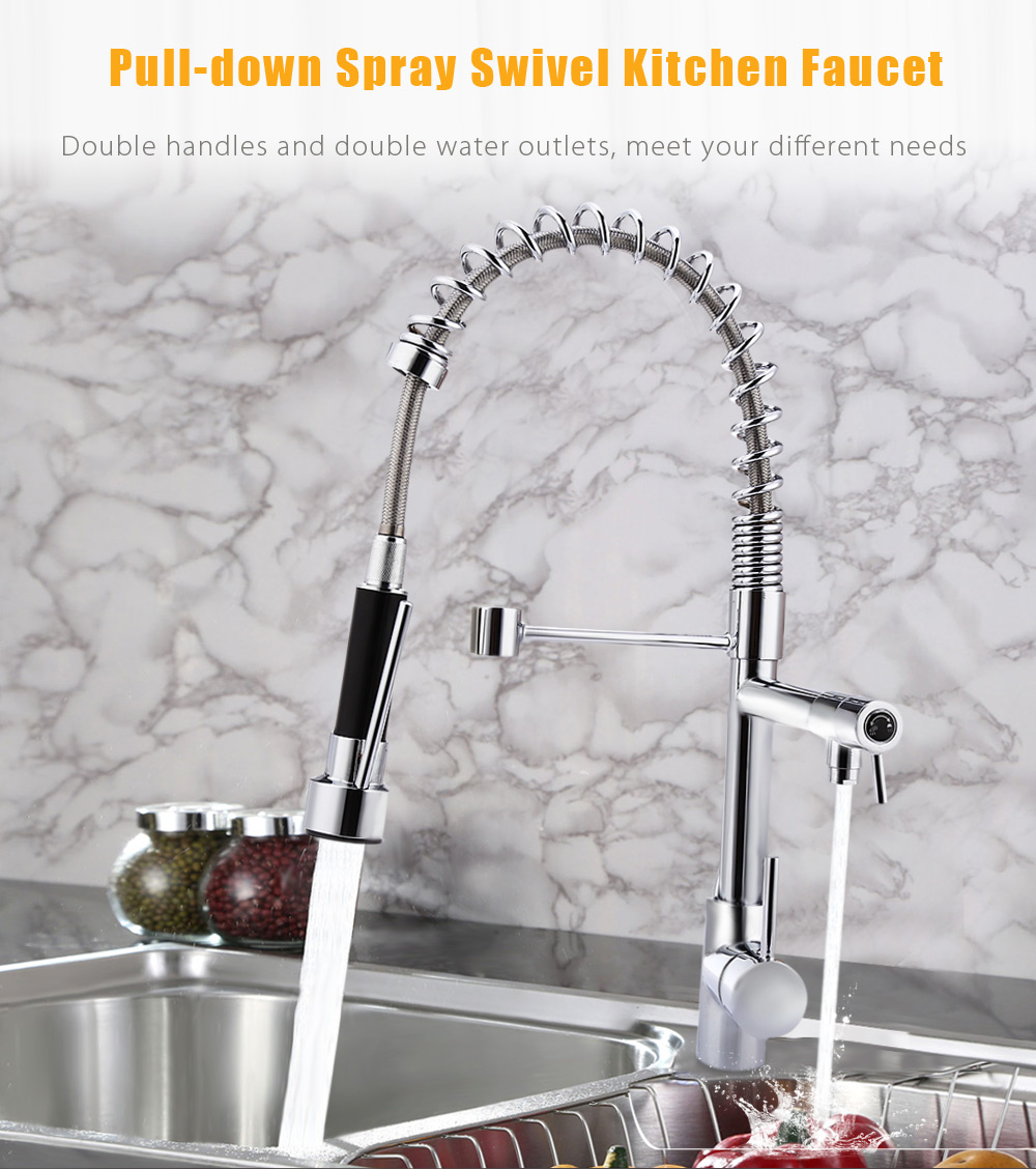 Deck Mounted Pull-down Spray Swivel Kitchen Faucet with Flexible Hose Deck Mounted Pull-down Spray Swivel Kitchen Faucet with Flexible Hose