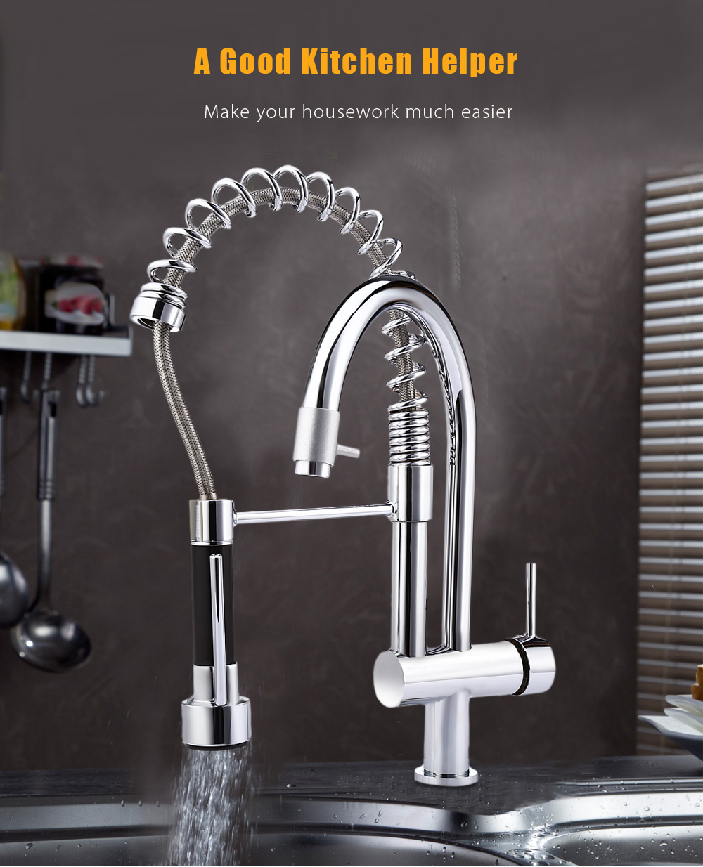 Deck Mounted Double Swivel Pull-down Spray Kitchen Faucet Mixer Tap Deck Mounted Double Swivel Pull-down Spray Kitchen Faucet Mixer Tap