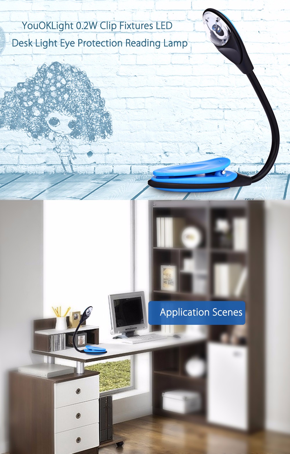 YouOKLight 0.2W Clip Fixtures LED Desk Light Eye Protection Reading Lamp YouOKLight 0.2W Clip Fixtures LED Desk Light Eye Protection Reading Lamp