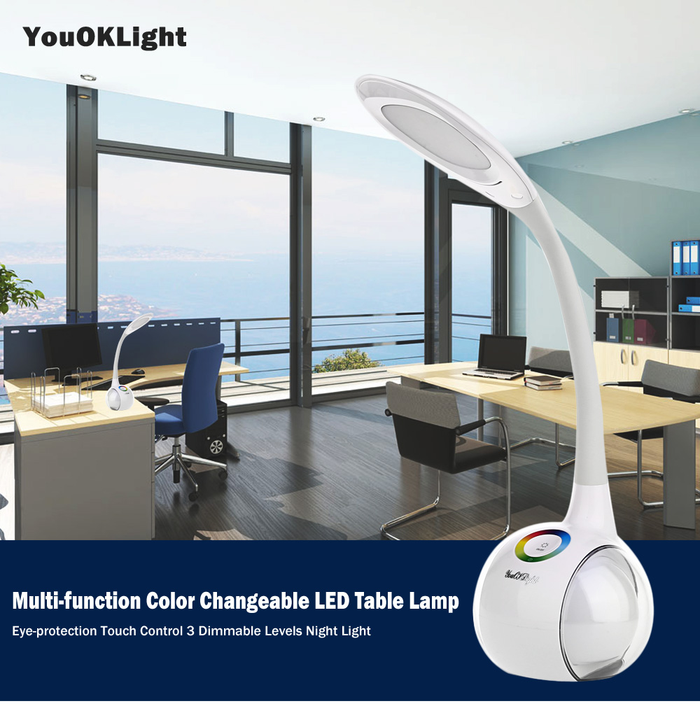 YouOKLight Multi-function Color Changeable LED Table Lamp Eye-protection Touch Control 3 Dimmable Levels Night Light YouOKLight Multi-function Color Changeable LED Table Lamp Eye-protection Touch Control 3 Dimmable Levels Night Light