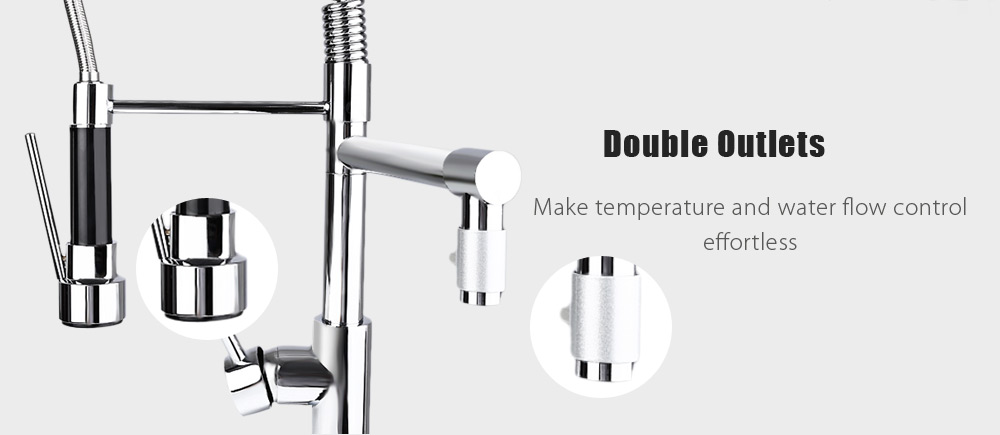 Deck Mounted Pull-down Swivel Spray Kitchen Faucet Mixer Tap
