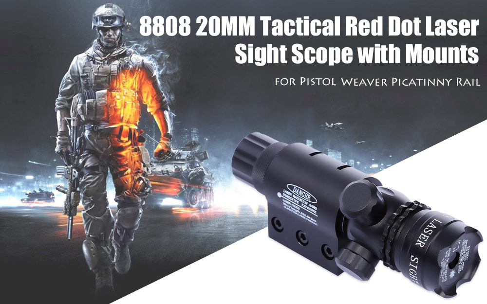 8808 20MM Tactical Red Dot Laser Sight Scope with Mounts for Pistol Weaver Picatinny Rail 8808 20MM Tactical Red Dot Laser Sight Scope with Mounts for Pistol Weaver Picatinny Rail