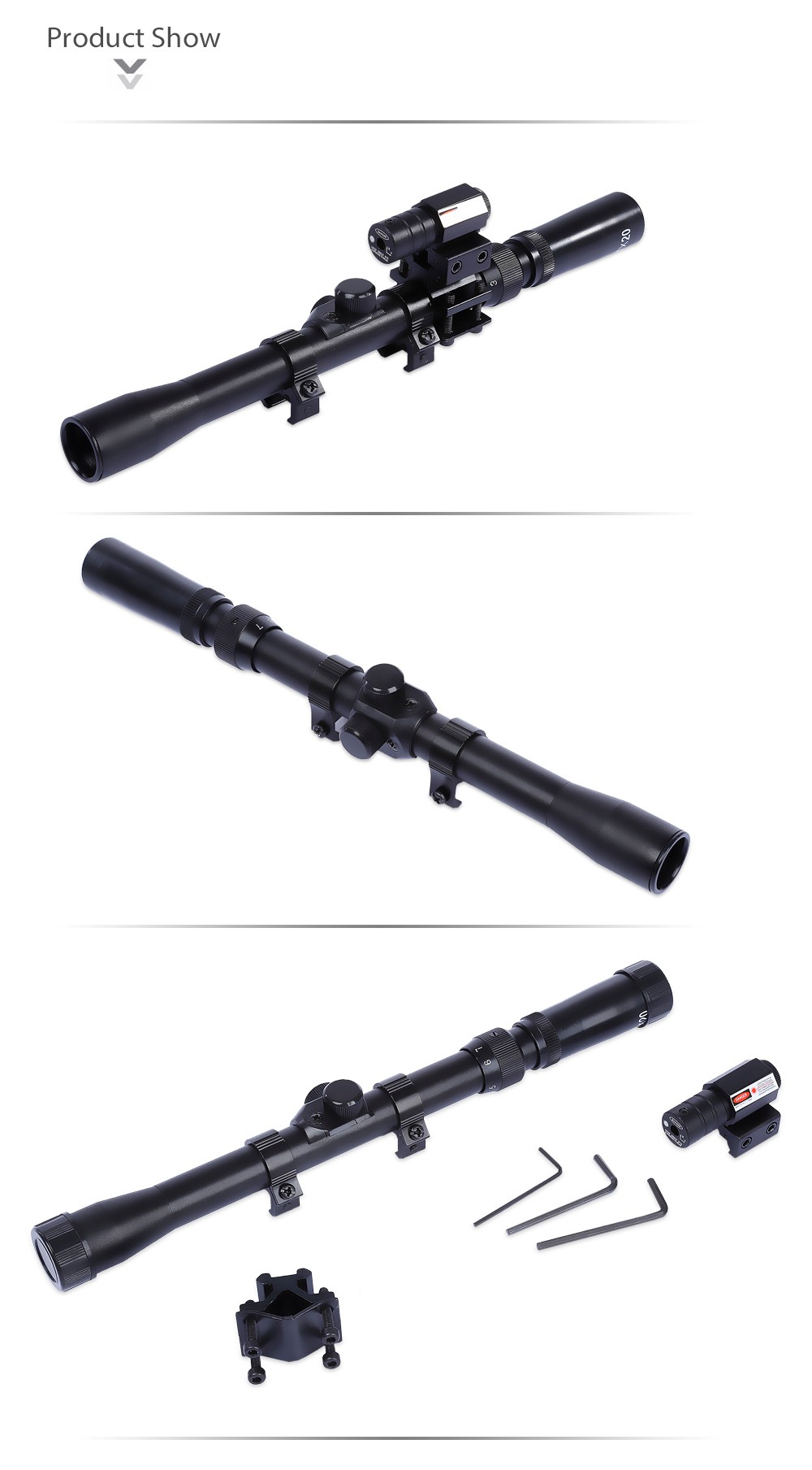 3 - 7 x 20 Red Laser Sighting Telescope Kit Sniper Hunting Accessory 3 - 7 x 20 Red Laser Sighting Telescope Kit Sniper Hunting Accessory