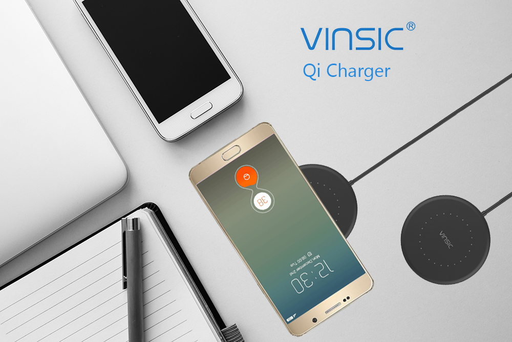 VINSIC VSCW114 Ultra Slim Qi Wireless Charger with Cable