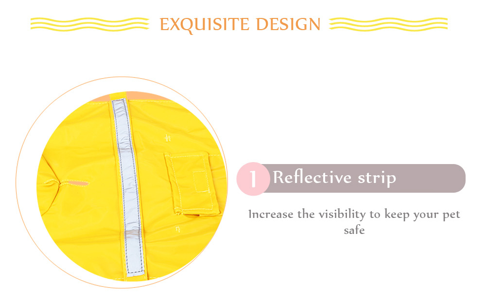 Adjustable Pet Dog Reflective Rain Jacket Raincoat with Cap