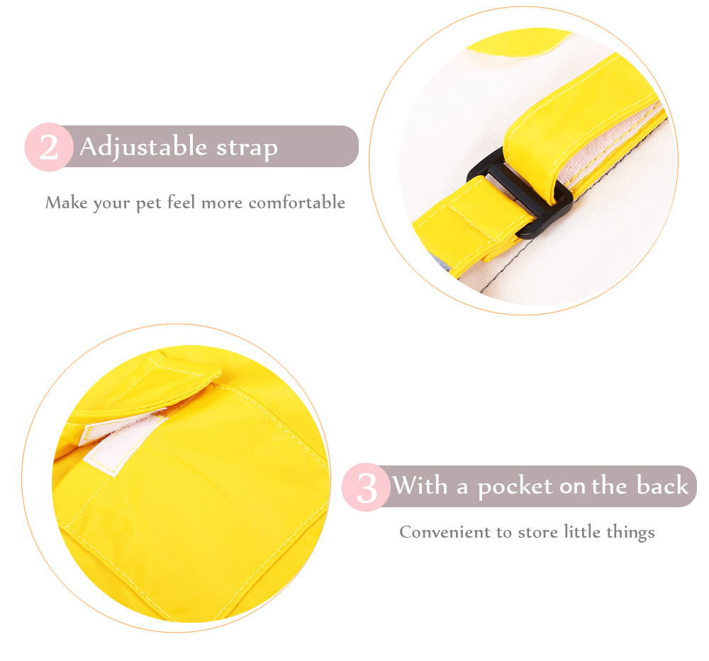 Adjustable Pet Dog Reflective Rain Jacket Raincoat with Cap