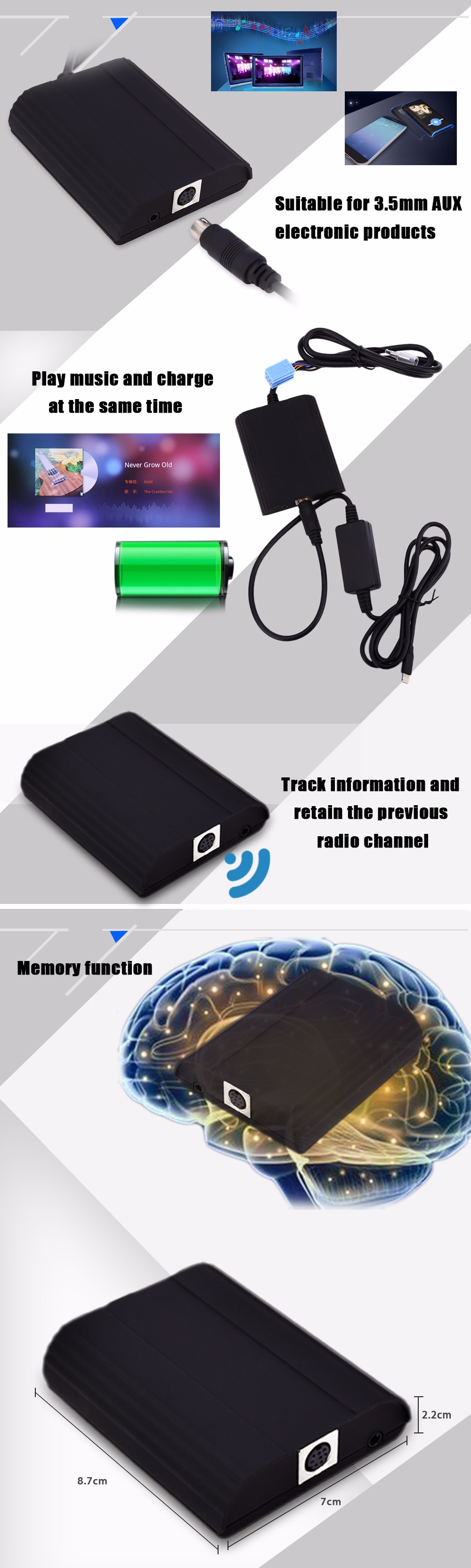 WT - IP5 Car Charger Adapter for Mazda Vehicle MP3 Player Digital CD Box