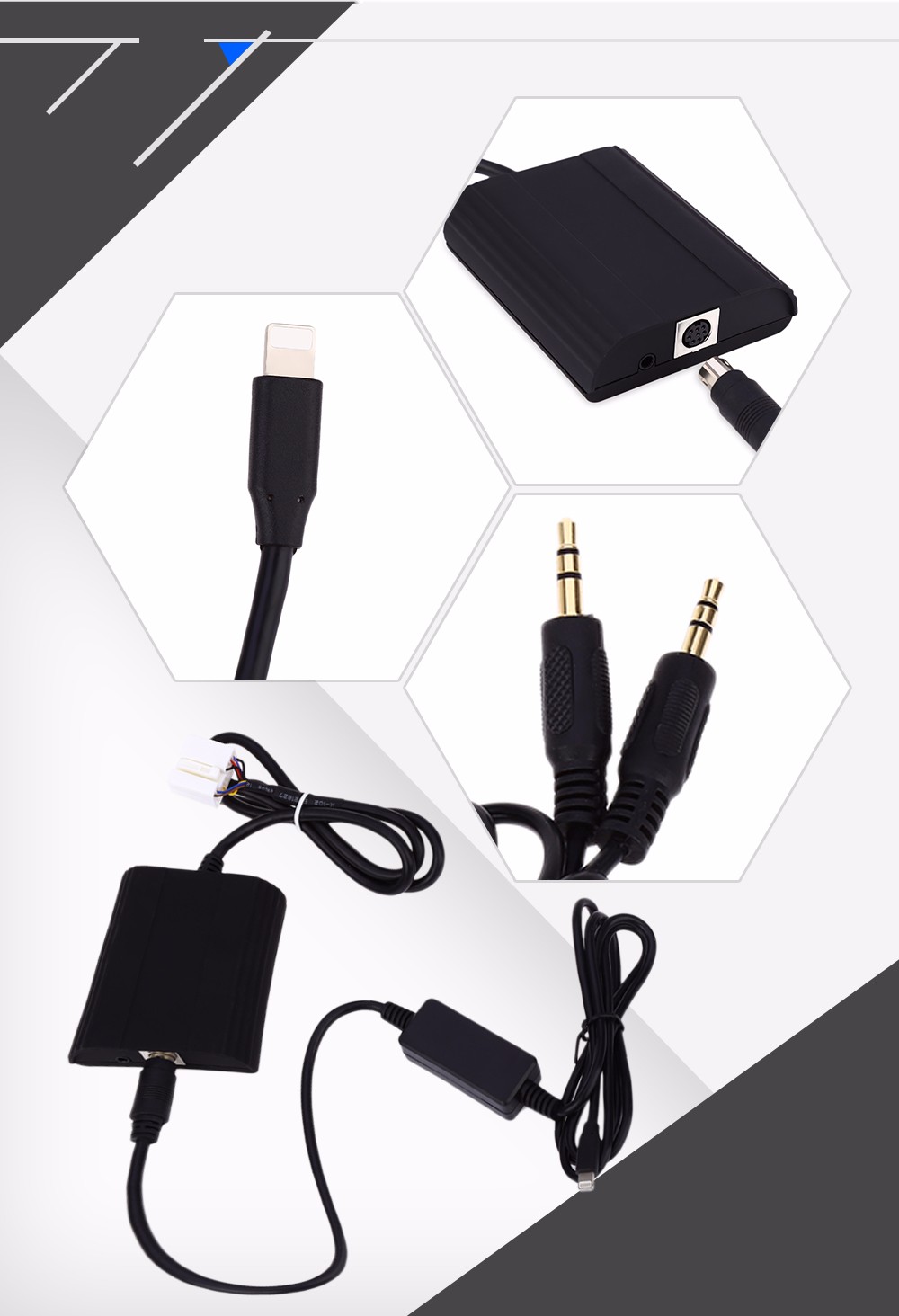 Car CD Adapter 8 Pin AUX Cable Audio Interface 5 + 7P Connect Digital Box for Toyota