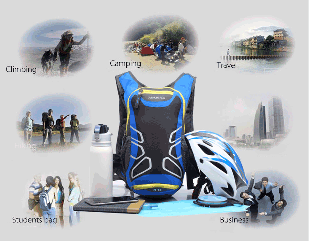 ANMEILU 15L Unisex Ultralight Bicycle Pack Backpack with Rain Helmet Cover for Cycling Hiking Climbing ANMEILU 15L Unisex Ultralight Bicycle Pack Backpack with Rain Helmet Cover for Cycling Hiking Climbing