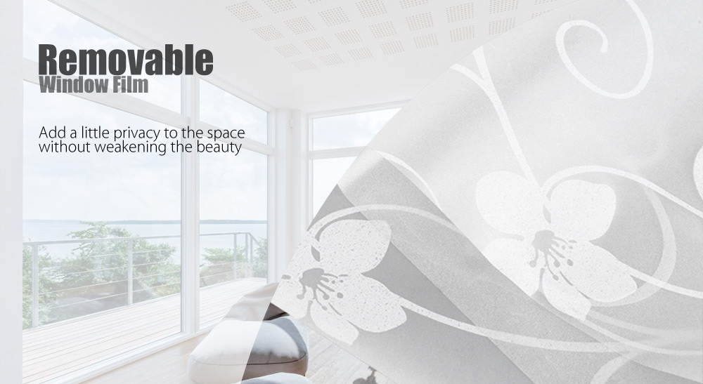 Removable Window Bathroom Showcase Film Cover Wallpaper Decor - White Vine Pattern Removable Window Bathroom Showcase Film Cover Wallpaper Decor - White Vine Pattern