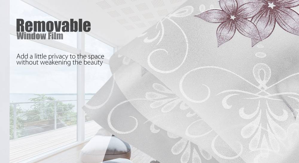 Removable Window Bathroom Showcase Film Cover Wallpaper Decor - Purple Flower Pattern Removable Window Bathroom Showcase Film Cover Wallpaper Decor - Purple Flower Pattern