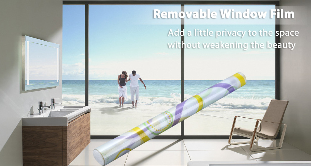 Removable Window Bathroom Showcase Film Cover Wallpaper Decor - Colored Circles Pattern Removable Window Bathroom Showcase Film Cover Wallpaper Decor - Colored Circles Pattern