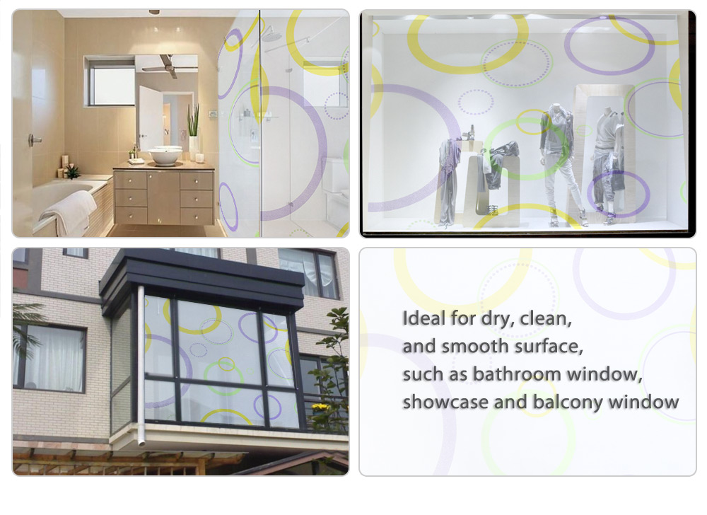 Removable Window Bathroom Showcase Film Cover Wallpaper Decor - Colored Circles Pattern Removable Window Bathroom Showcase Film Cover Wallpaper Decor - Colored Circles Pattern