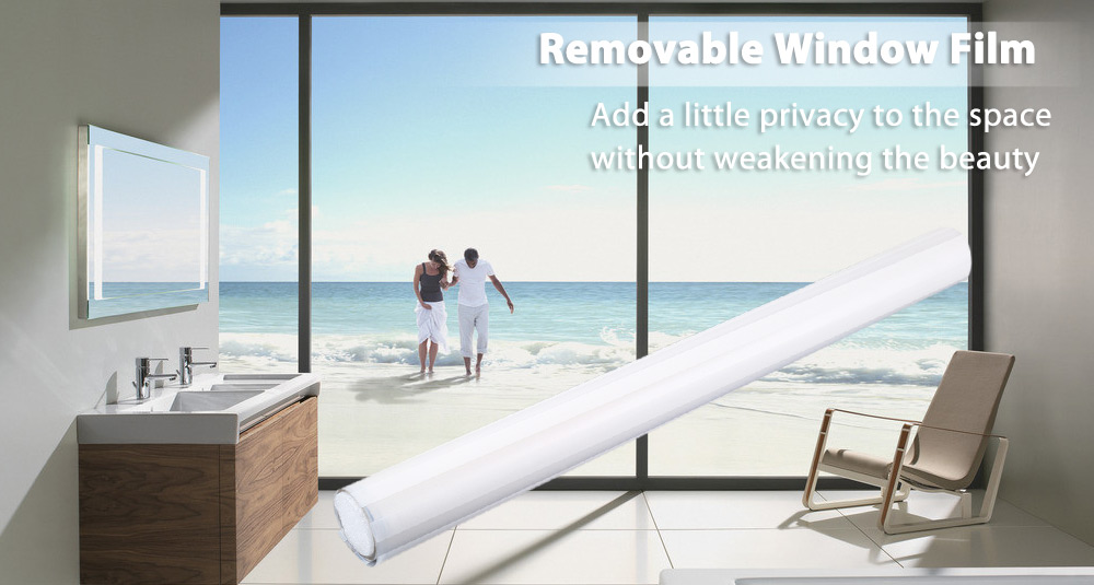Removable Window Bathroom Showcase Film Cover Wallpaper Decor - White Stripe Pattern Removable Window Bathroom Showcase Film Cover Wallpaper Decor - White Stripe Pattern