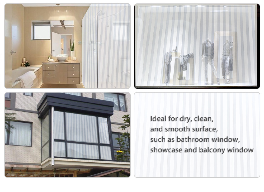 Removable Window Bathroom Showcase Film Cover Wallpaper Decor - White Stripe Pattern Removable Window Bathroom Showcase Film Cover Wallpaper Decor - White Stripe Pattern