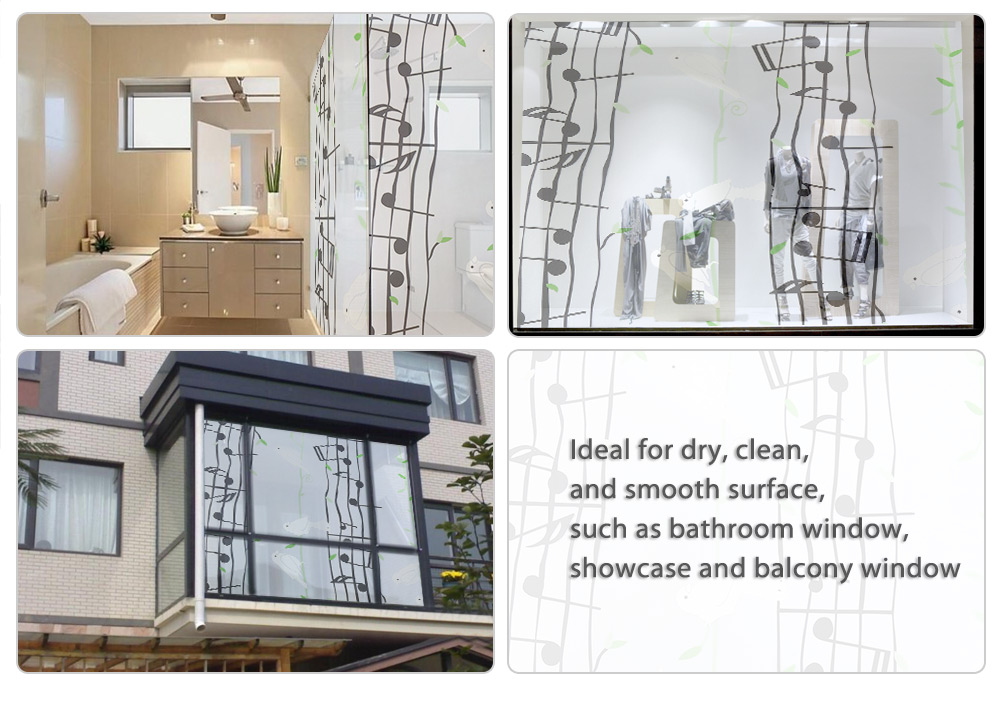 Removable Window Bathroom Showcase Film Cover Wallpaper Decor - Musical Note Pattern Removable Window Bathroom Showcase Film Cover Wallpaper Decor - Musical Note Pattern