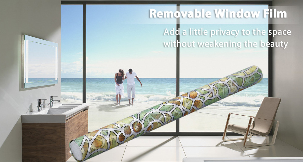 Removable Window Bathroom Showcase Film Cover Wallpaper Decor - Retro Flower Pattern Removable Window Bathroom Showcase Film Cover Wallpaper Decor - Retro Flower Pattern