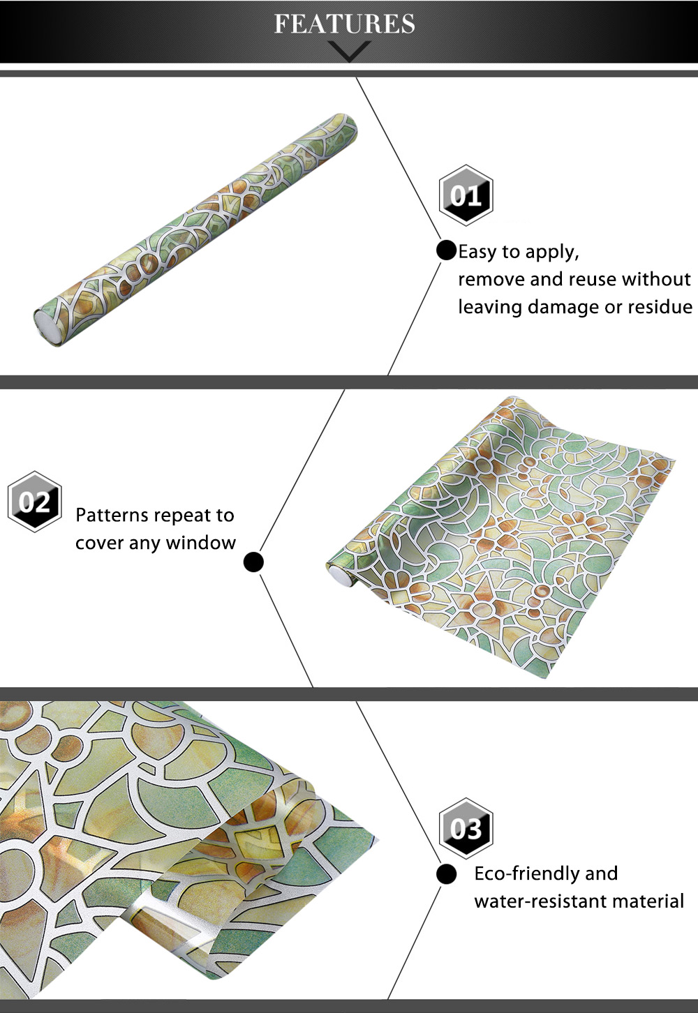 Removable Window Bathroom Showcase Film Cover Wallpaper Decor - Retro Flower Pattern Removable Window Bathroom Showcase Film Cover Wallpaper Decor - Retro Flower Pattern