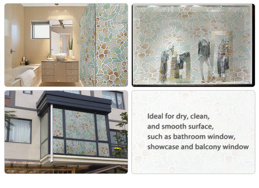 Removable Window Bathroom Showcase Film Cover Wallpaper Decor - Retro Flower Pattern Removable Window Bathroom Showcase Film Cover Wallpaper Decor - Retro Flower Pattern