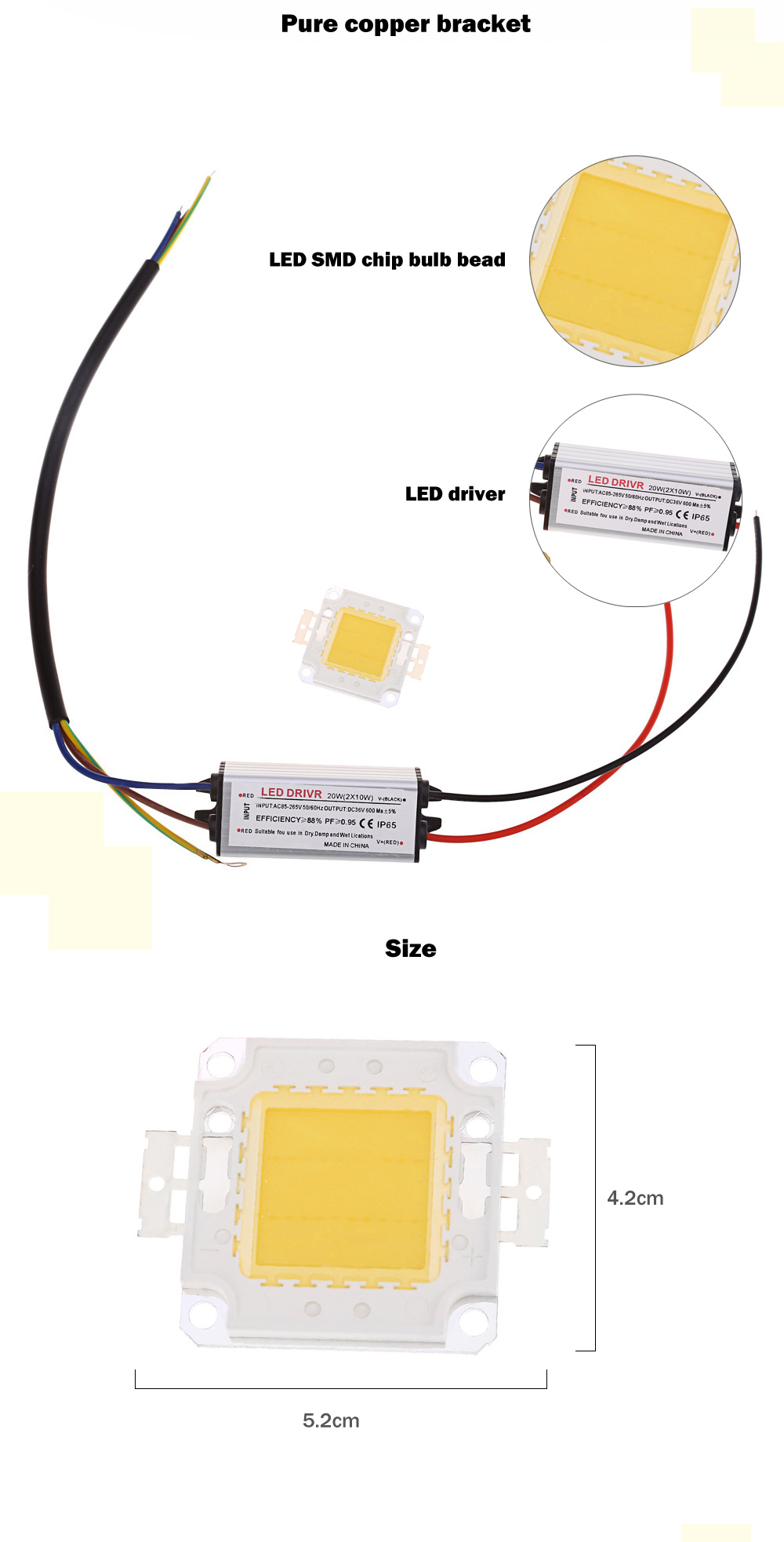 AC 85 - 265V 20W 1800LM LED SMD Chip Bulb Bead with Waterproof Driver Supply AC 85 - 265V 20W 1800LM LED SMD Chip Bulb Bead with Waterproof Driver Supply
