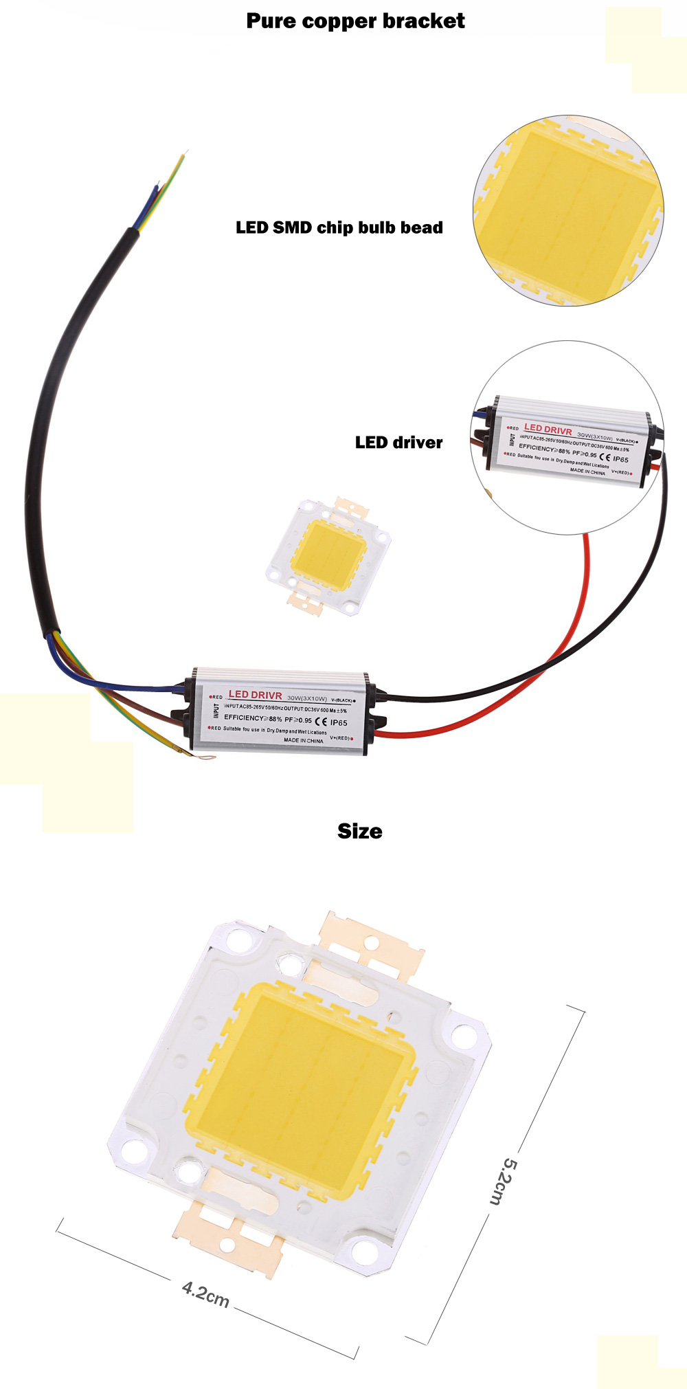 AC 85 - 265V 30W 2500LM LED SMD Chip Bulb Bead with Waterproof Driver Supply AC 85 - 265V 30W 2500LM LED SMD Chip Bulb Bead with Waterproof Driver Supply