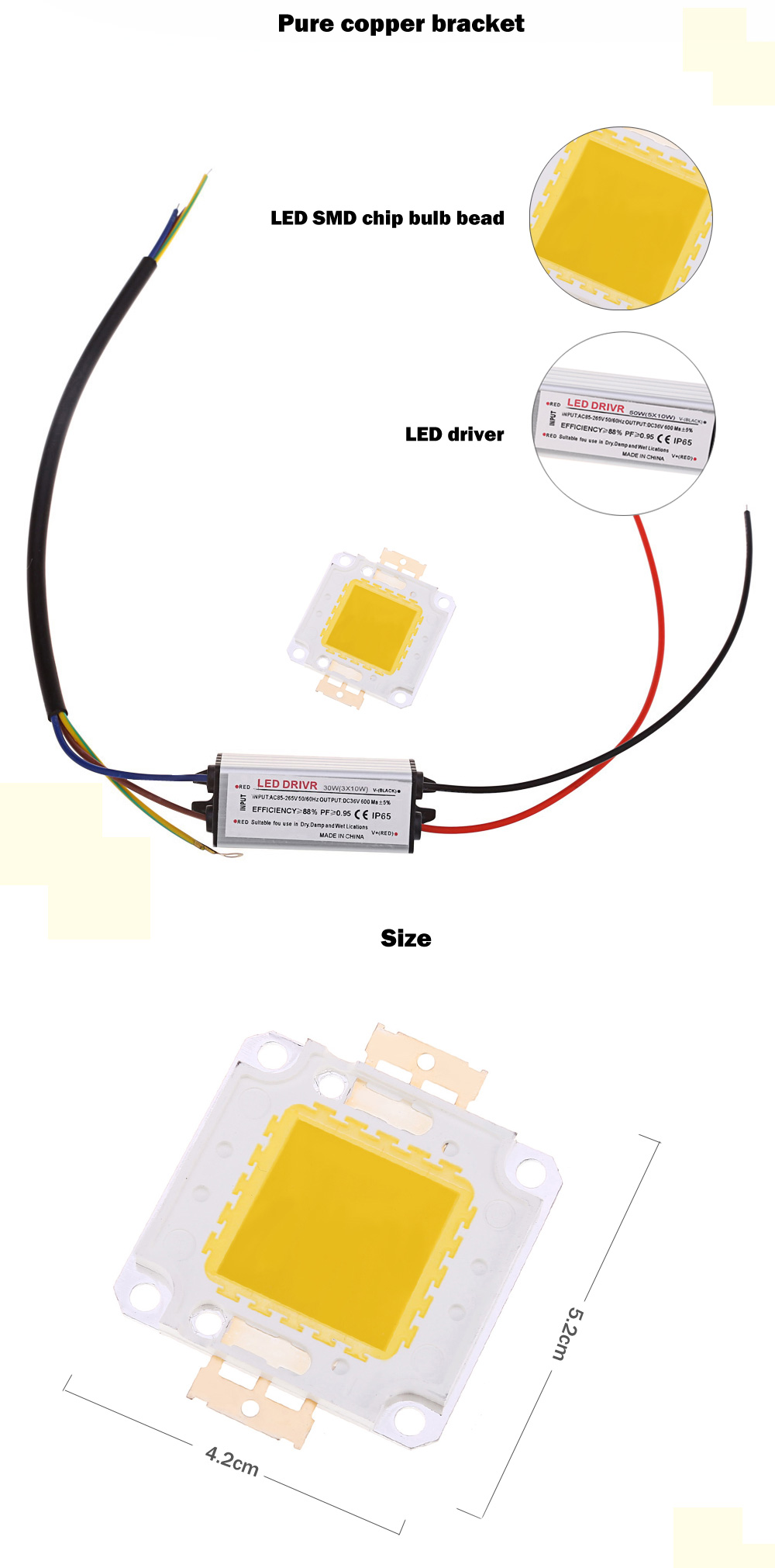 AC 85 - 265V 50W 4800LM LED SMD Chip Bulb Bead with Waterproof Driver Supply AC 85 - 265V 50W 4800LM LED SMD Chip Bulb Bead with Waterproof Driver Supply