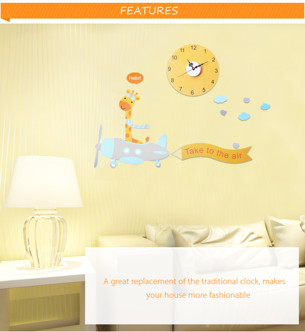 Lovely Creative Cartoon Deer Pattern Removable Wall Clock Sticker Decal for Living Room Bedroom Lovely Creative Cartoon Deer Pattern Removable Wall Clock Sticker Decal for Living Room Bedroom