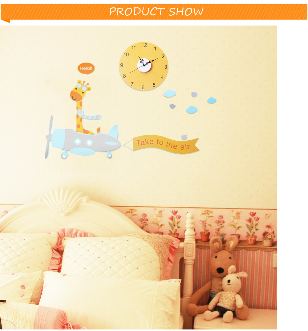 Lovely Creative Cartoon Deer Pattern Removable Wall Clock Sticker Decal for Living Room Bedroom Lovely Creative Cartoon Deer Pattern Removable Wall Clock Sticker Decal for Living Room Bedroom