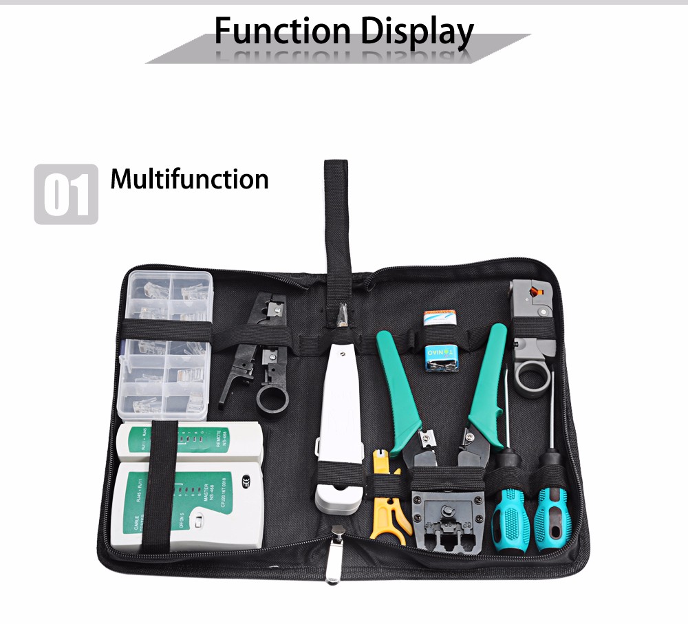12 in 1 Generic Useful Network Maintenance Computer Repair Kit Tool Bag